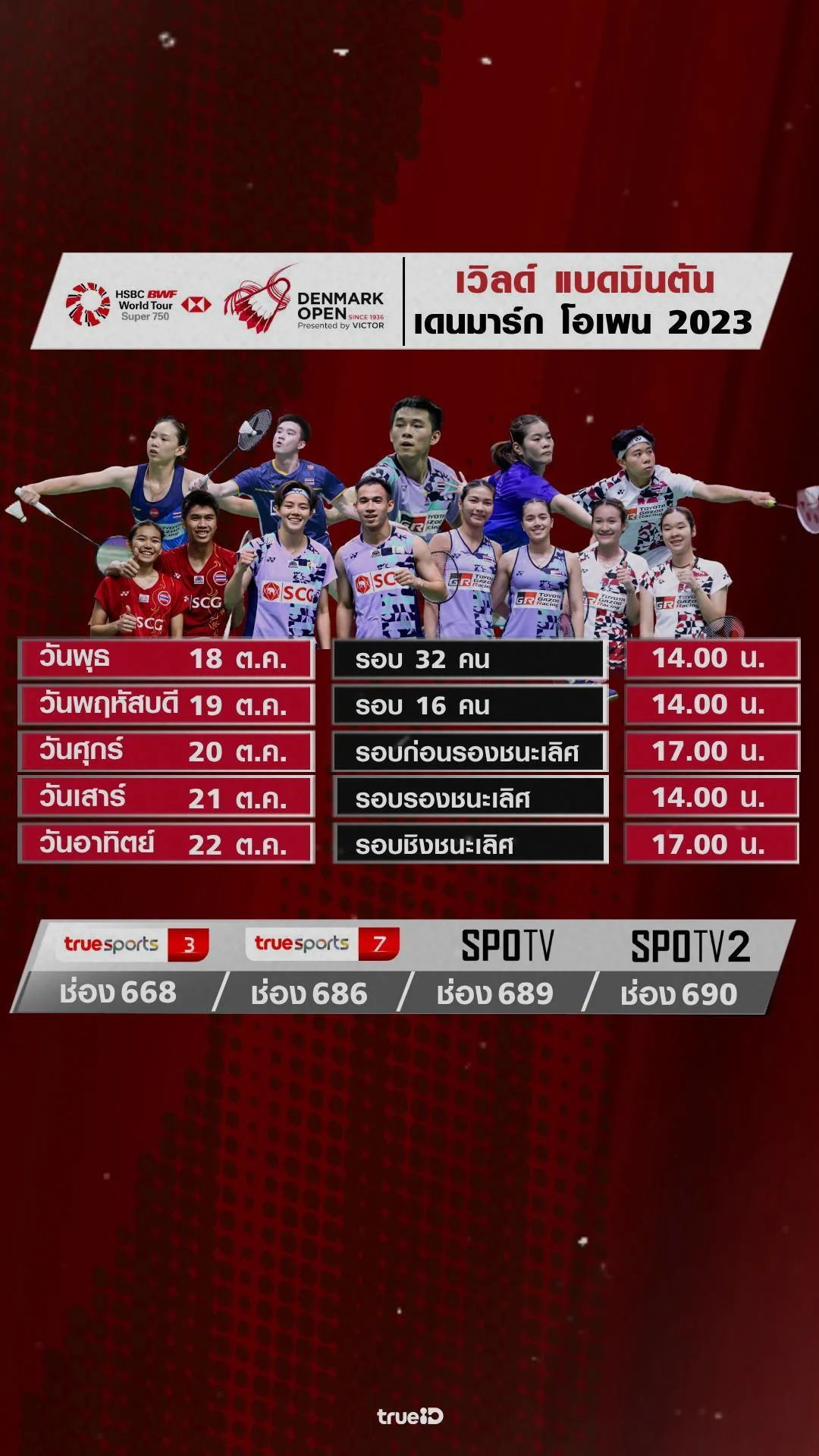 โปรแกรมแบดมินตัน เดนมาร์ก โอเพ่น 2023