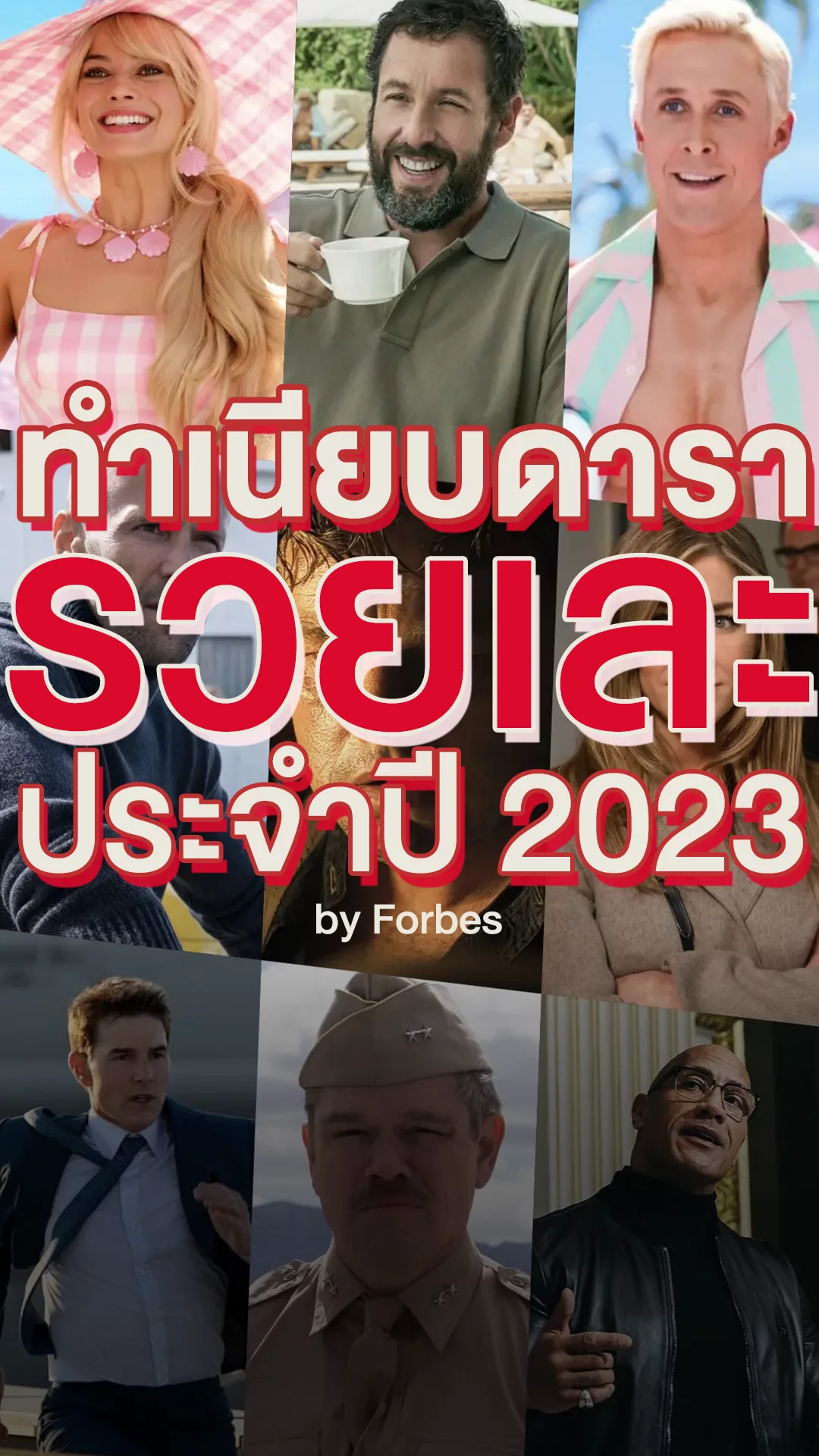 ทำเนียบดาราฮอลลีวูด โกยเงินสูงสุดแห่งปี 2023 by Forbes