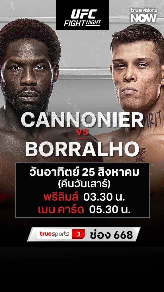 ระเบิดความมันส์ถ่ายทอดสด UFC Jared Cannonier vs. Caio Borralho