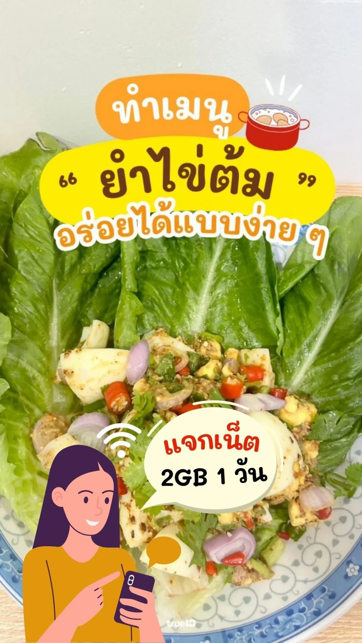 แจกเน็ตไม่อั้น 1 วัน แจกวิธีทำ ยำไข่ต้ม อร่อยทำง่ายได้สุขภาพ