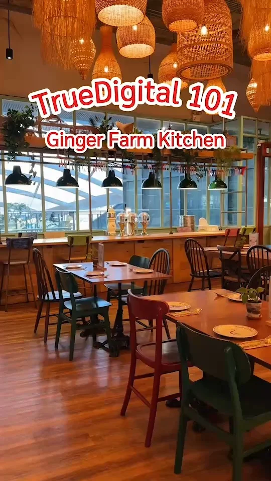 บรรยากาศร้าน Ginger Farm Kitchen สาขา TrueDigital 101 ที่นั่งสบาย มีหลายโซน