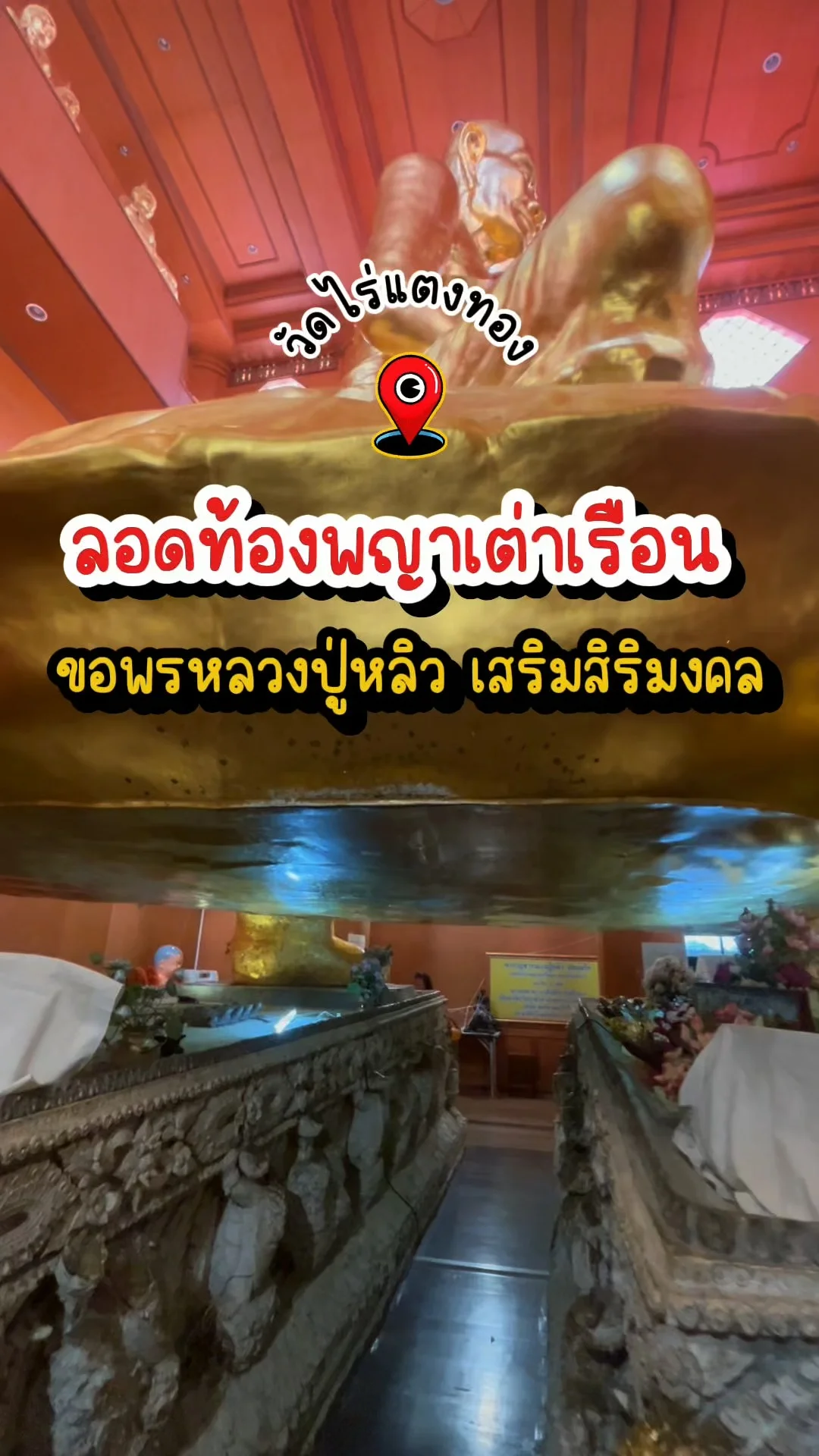 ลอดท้องพญาเต่าเรือน ขอพรหลวงปู่หลิว เสริมสิริมงคลที่วัดไร่แตงทอง นครปฐม