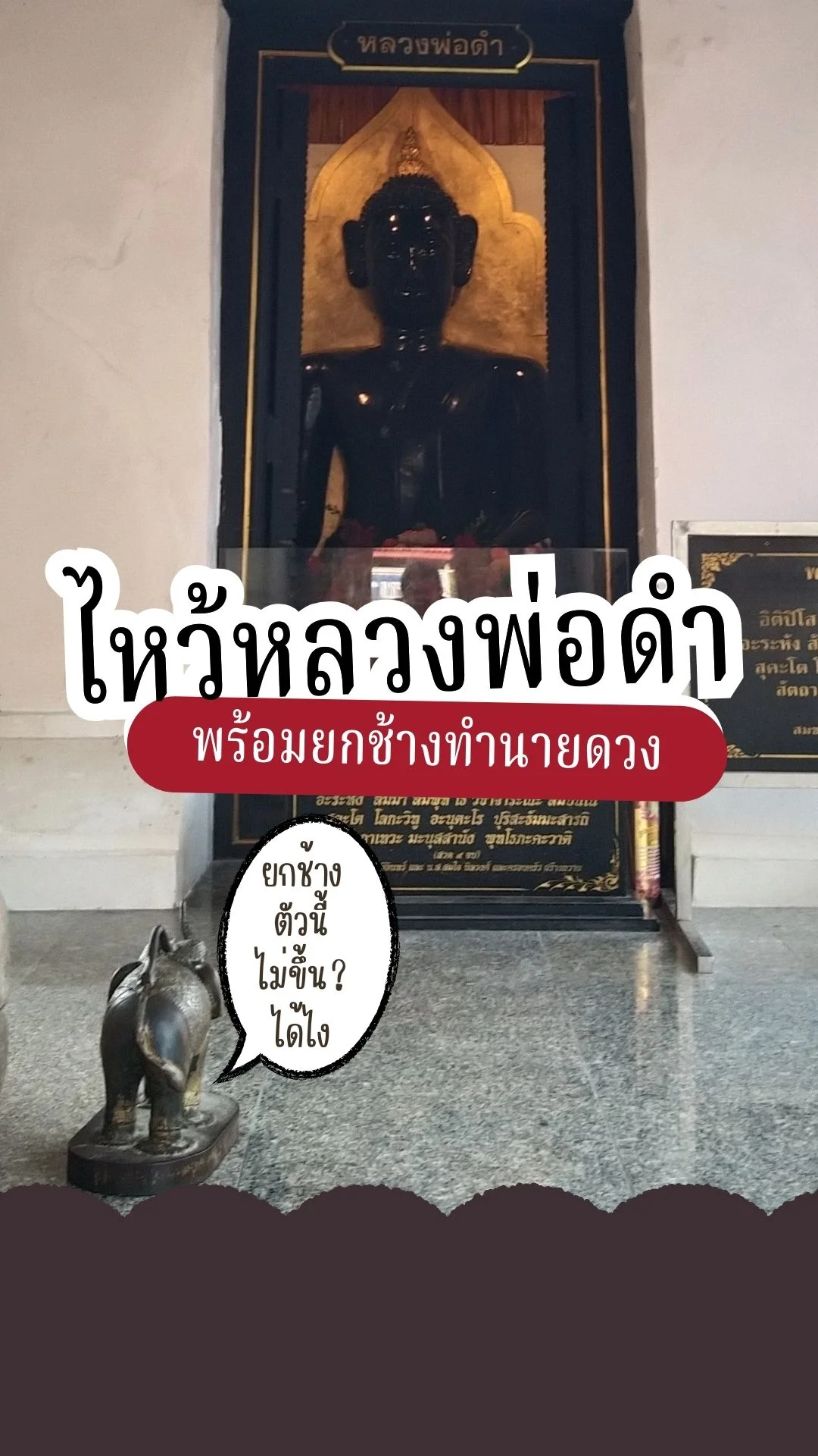 ไหว้หลวงพ่อดำ ยกช้างทำนายดวง ยกขึ้นคือสำเร็จ จริงหรอ? ที่วัดป่าเลไลยก์ สุพรรณ