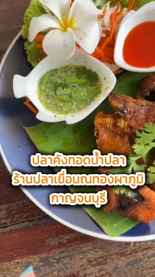 ปลาคังทอดน้ำปลา ร้านปลาเขื่อนณทองผาภูมิ กาญจนบุรี เมนูอร่อยบอกต่อ