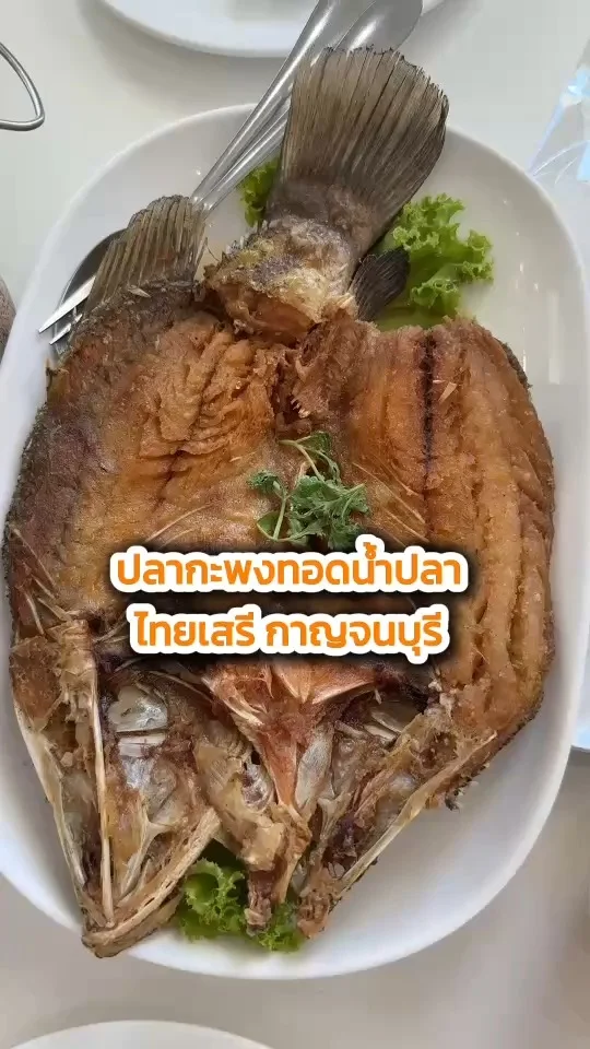 ปลากะพงทอดน้ำปลา ไทยเสรี กาญจนบุรี เมนูเด็ดต้องลอง