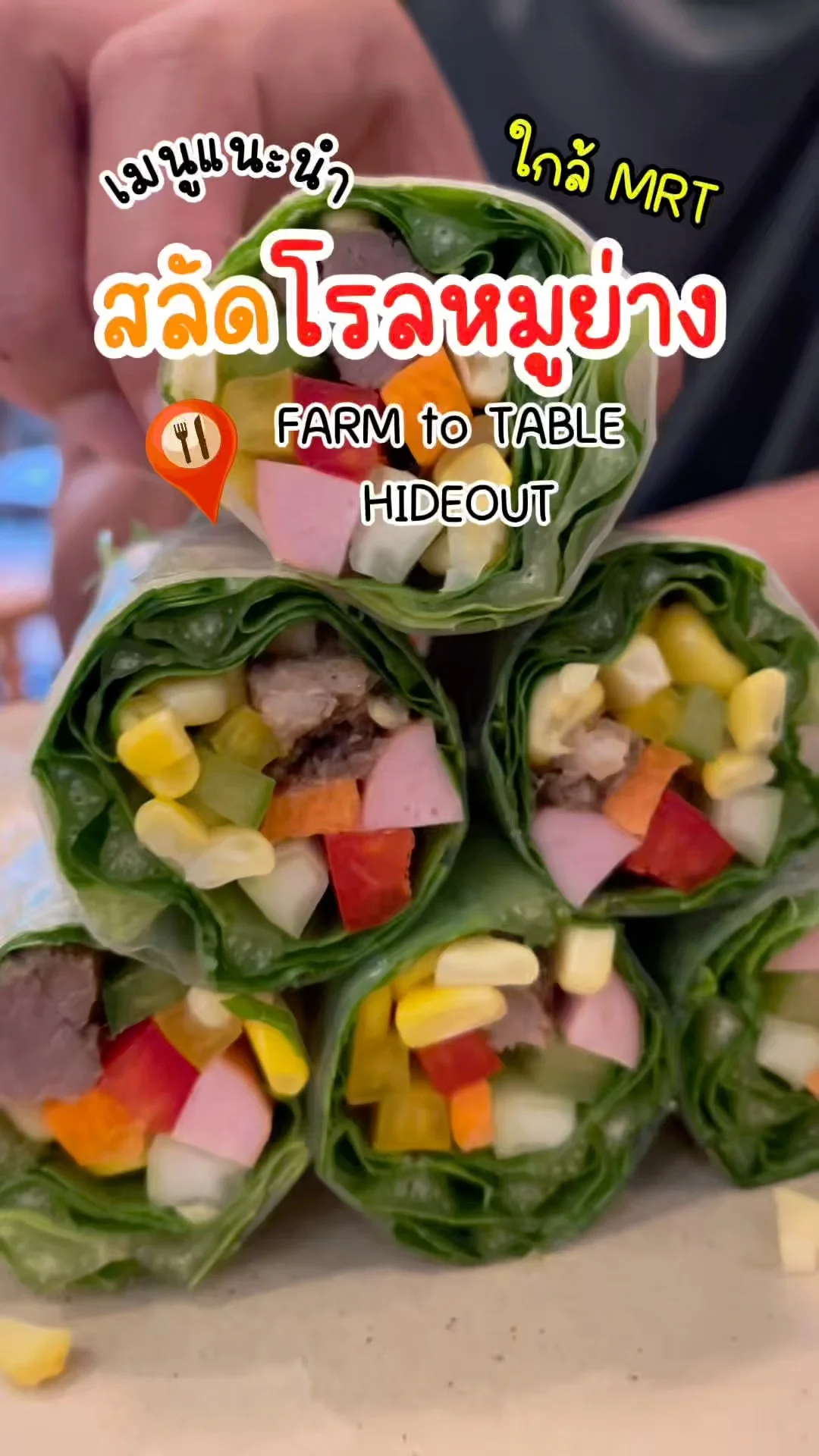 สลัดโรลหมูย่างสุดฟิน Farm to Table Hideout คาเฟ่ลับ ปากคลอง ใกล้ MRT