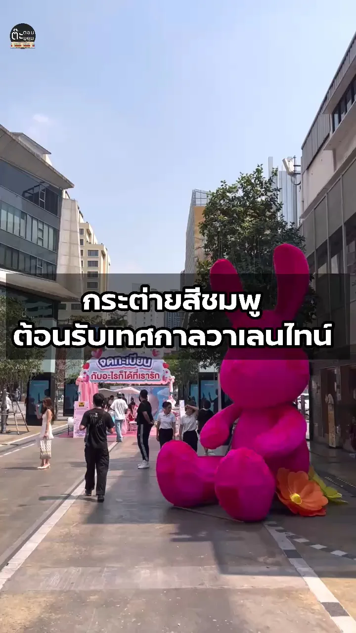 กระต่ายยักษ์ ตั้งโชว์สีชมพูหวานแหว๋วรับวาเลนไทน์ ที่สยามสแควร์