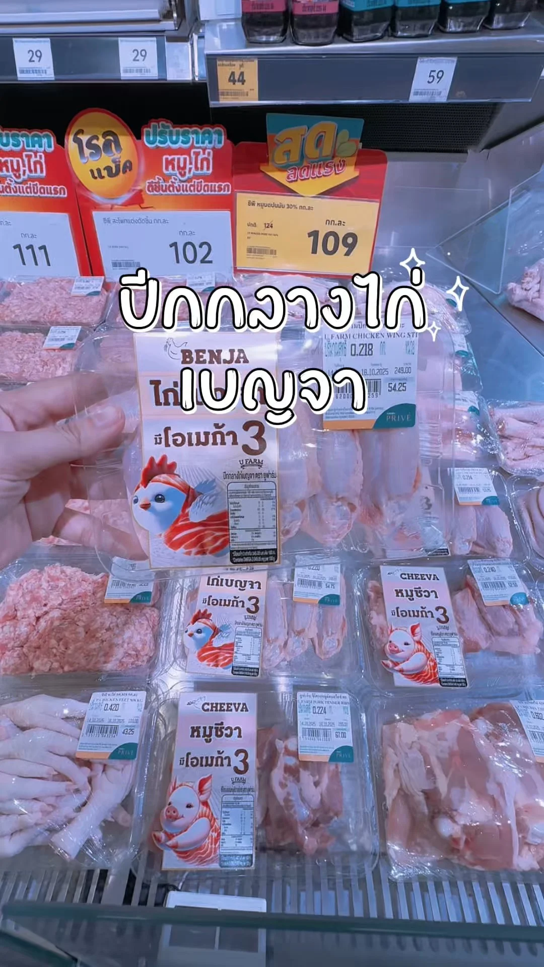 ปีกไก่กลางเบญจา วัตถุดิบสดในห้างโลตัส Lotus's