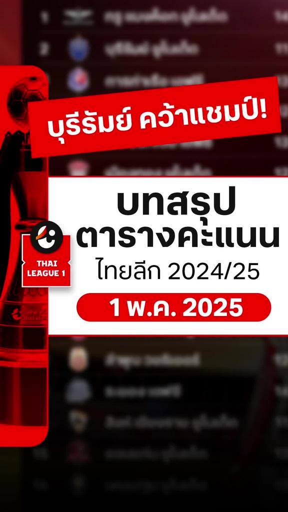 [TL] บทสรุปตารางคะแนนไทยลีก 2024/25