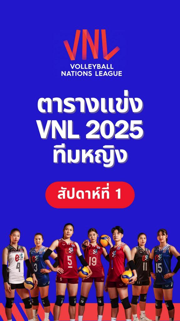 ตารางแข่งวอลเลย์บอลเนชั่นส์ลีก VNL 2025 สัปดาห์ที่ 1